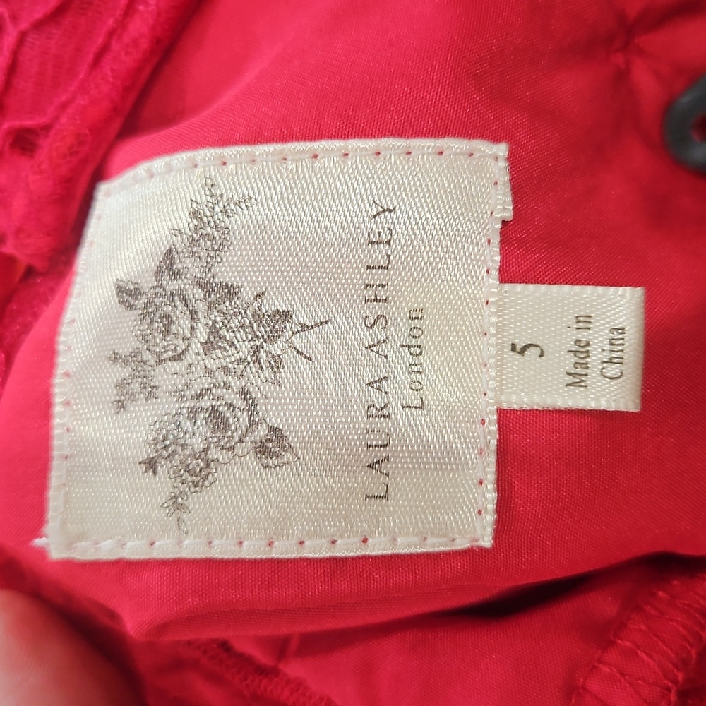 Laura Ashley Elegant Red Lace Kids Dress size 5 - Picture 11 of 13